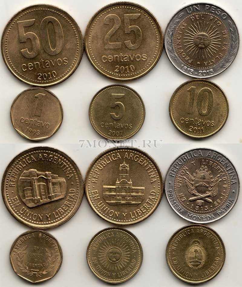 Аргентина набор из 6-ти монет