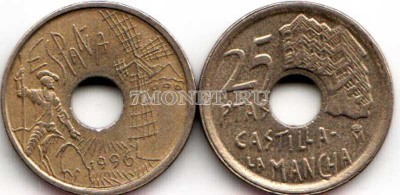 монета Испания 25 песет 1996 год Кастилия-Ла-Манча. Дон Кихот