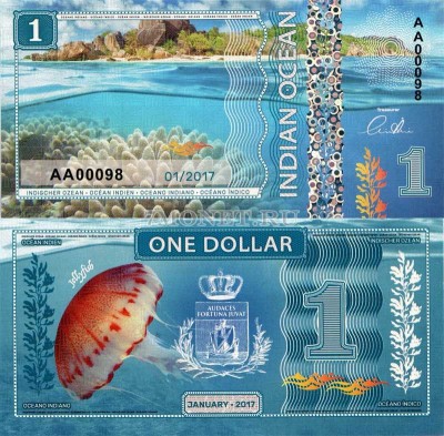 бона Индийский океан 1 доллар 2017 год Медуза