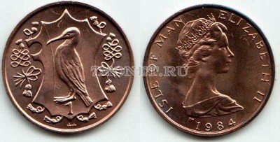 монета Остров Мэн 1 пенни 1984 год