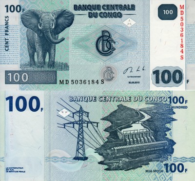 бона Конго 100 франков 2013 год
