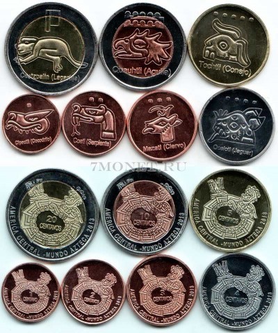 Мир Ацтеков набор из 7-ми монетовидных жетонов 2013 год