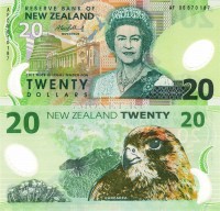 бона Новая Зеландия 20 долларов 1999-2007 год пластик