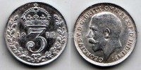 монета Великобритания 3 пенса 1915 год Георг V