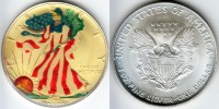 монета США 1 доллар 2003 год желтая эмаль Шагающая Свобода