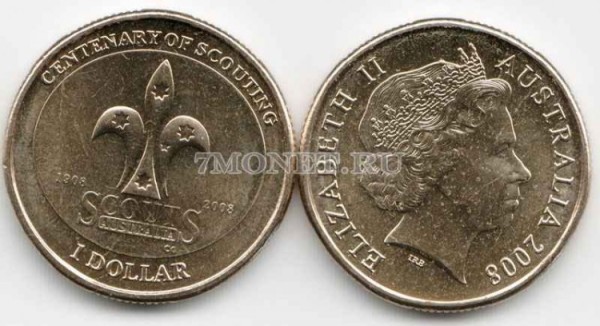 монета Австралия 1 доллар 2008 год