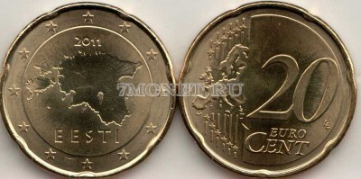 монета Эстония 20 евроцентов 2011 год