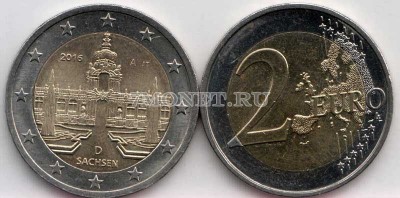 монета Германия 2 евро 2016 год Саксония Дрезден