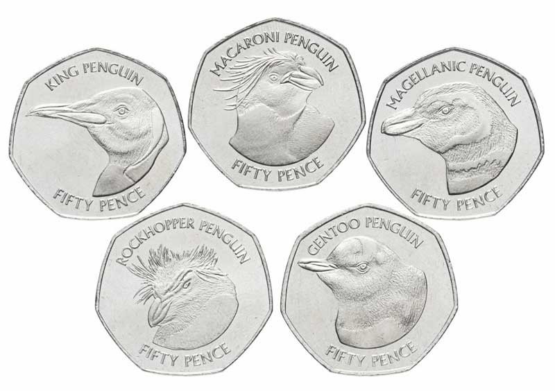 Фолклендские острова набор из 5-ти монет 2018 год Пингвины
