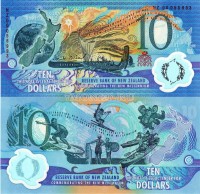 юбилейная бона Новая Зеландия 10 долларов 2000 год празднование нового тысячелетия пластик