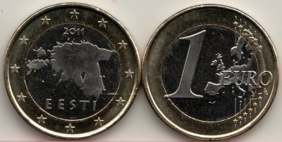 монета Эстония 1 евро 2011 год