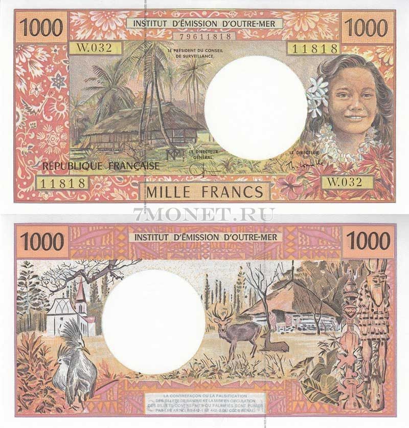 бона Французские Тихоокеанские Территории 1000 франков 1996 год