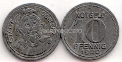 Нотгельд Германия 10 пфеннигов 1920 год Кобленц