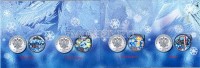набор из 4-х монет 25 рублей 2014 года Олимпиада в Сочи. Гжель. Цветная эмаль. В альбоме. Неофициальный выпуск.