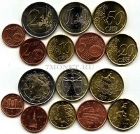 ЕВРО набор из 8-ми монет Италия