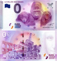 0 евро 2015 год сувенирная банкнота. Обезьяны