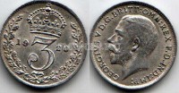 монета Великобритания 3 пенса 1920 год Георг V