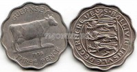 монета Гернси 3 пенса 1956 год корова