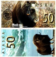 сувенирная банкнота Аляска 50 северных долларов 2016 год