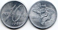 монета Бразилия 10 крузейро 1965 года