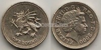 монета Великобритания 1 фунт 2000 год Дракон