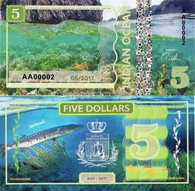 бона Индийский океан 5 долларов 2017 год Барракуда