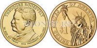 США 1 доллар 2013P год Теодор Рузвельт 26-й президент США