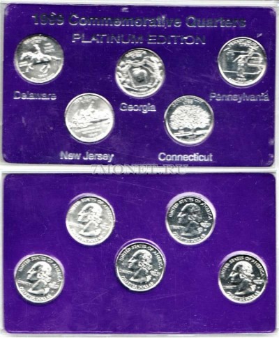 США набор из 5-ти квотеров 1999 год PLATINUM EDITION