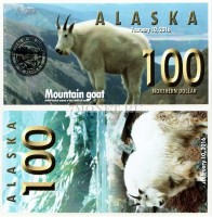сувенирная банкнота Аляска 100 северных долларов 2016 год