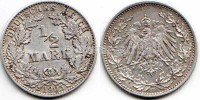 монета Германия 1/2 марки 1905 год Вильгельм II