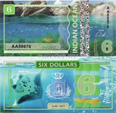 бона Индийский океан 6 долларов 2017 год Манта