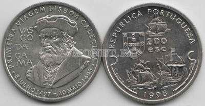 монета Португалия  200 эскудо 1998 год Васко де Гама