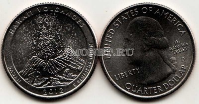 США 25 центов 2012 год Гавайский вулканический национальный парк, 14-й