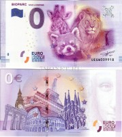 0 евро 2016 год сувенирная банкнота. Биопарк в Дуэ-ла-Фонтейн