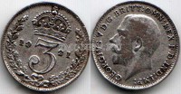 монета Великобритания 3 пенса 1921 год Георг V - 3