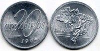 монета Бразилия 20 крузейро 1965 года