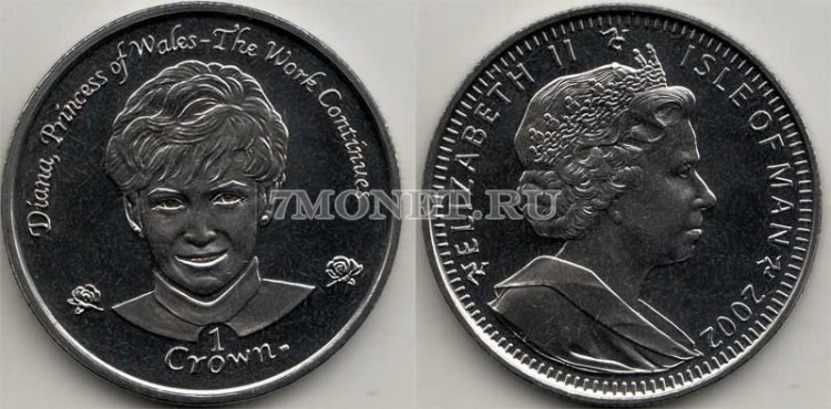 монета Остров Мэн 1 крона 2002 год Принцесса Диана