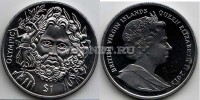 монета Виргинские острова 1 доллар 2013 год Отец Современных Олимпийских Игр - Барон Пьер де Кубертен