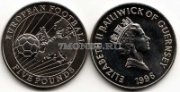 монета Гернси 5 фунтов 1996 год чемпионат Европы по футболу