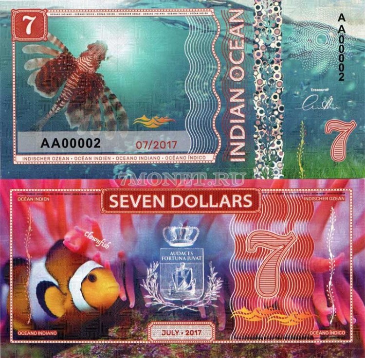бона Индийский океан 7 долларов 2017 год Рыба-клоун