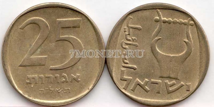монета Израиль 25 агорот 1960-1979 год