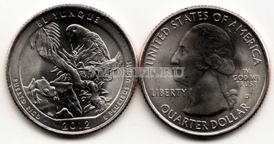 США 25 центов 2012 год Пуэрто-Рико  национальный парк Эль- Юнке, 11-й