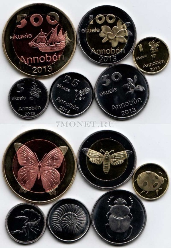 Аннобон набор из 6-ти монет 2013 год