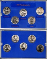 США набор из 5-ти квотеров 1999 год монетный двор Филадельфия - 2