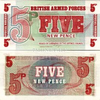 бона Великобритания 5 новых пенсов (армейский ваучер 6-я серия) 1972 год