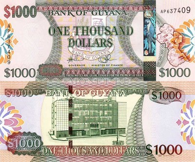 бона Гайана 1000 долларов 2011 год