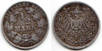 монета Германия 1/2 марки 1907 год Вильгельм II