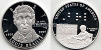 монета США 1 доллар 2009 год 200 лет со дня рождения Луи Брайля  PROOF