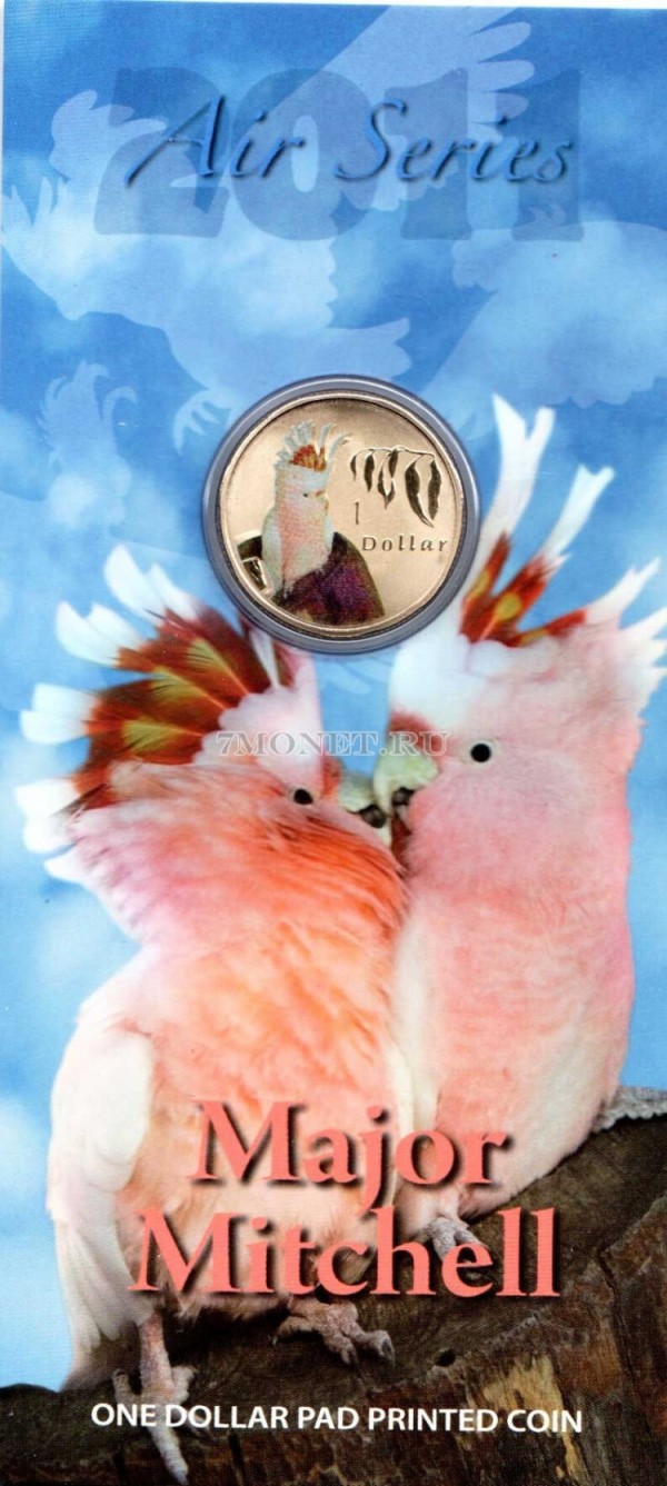 монета Австралия 1 доллар 2011 год серия «Воздух» - Какаду-инка, в блистере