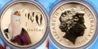 монета Австралия 1 доллар 2011 год серия «Воздух» - Какаду-инка, в блистере